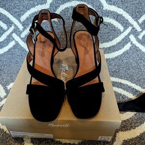 6.5 Madewell Black Suede Sandal with Block Heel